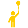 Image shows an icon of a child holding a balloon on a string